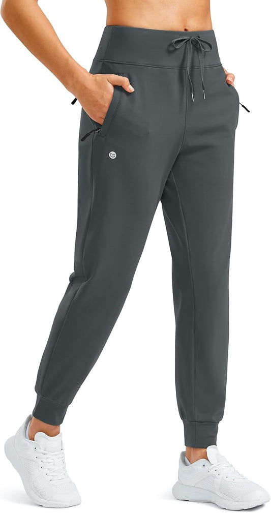 G Gradual Women's Fleece Lined Joggers Water Resistant Hiking Pants High Waisted Winter Thermal Sweatpants 3 Zipper Pockets