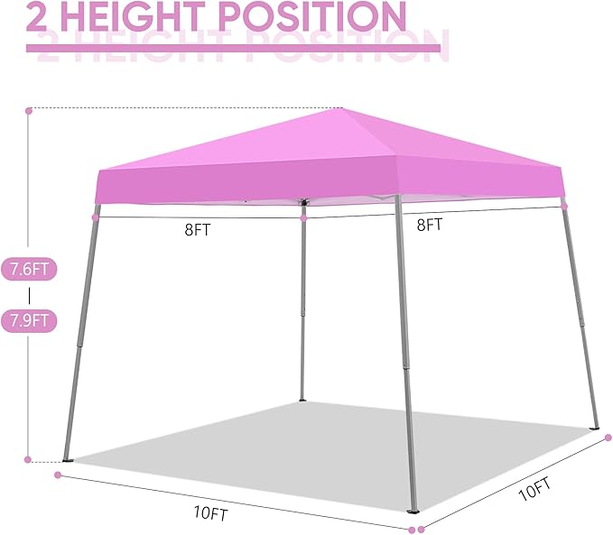 GDY Outdoor 8x10 Ft Pop Up Canopy Tent,Portable Instant Folding Shelter Gazebos, Patio Canopy with Carrying Bag, Pink.