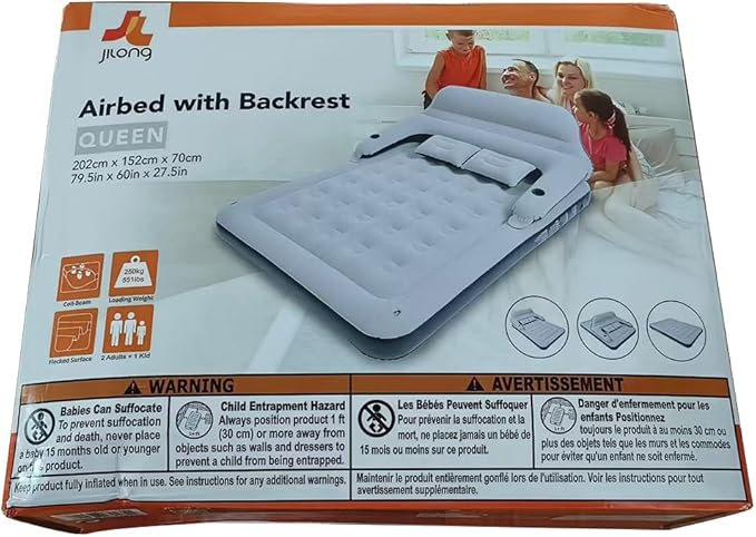 RAPTAVIS Queen Size Air Mattress Sofa Bed with Headboard and Pillow, Inflatable Bed for Outdoor Overnight
