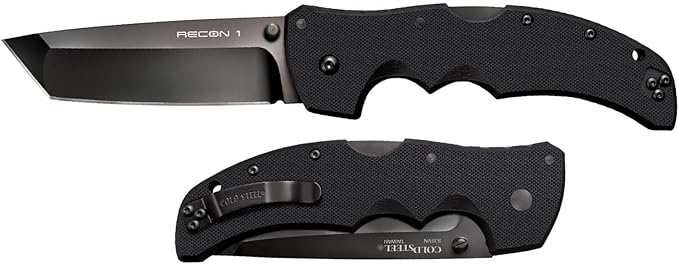 Cold Steel Recon 1 4" S35VN Razor-Sharp Blade 5.375" G-10 Handle Tactical Folding Knife w/Tri-Ad Lock, Ambidextrous Pocket/Belt Clip