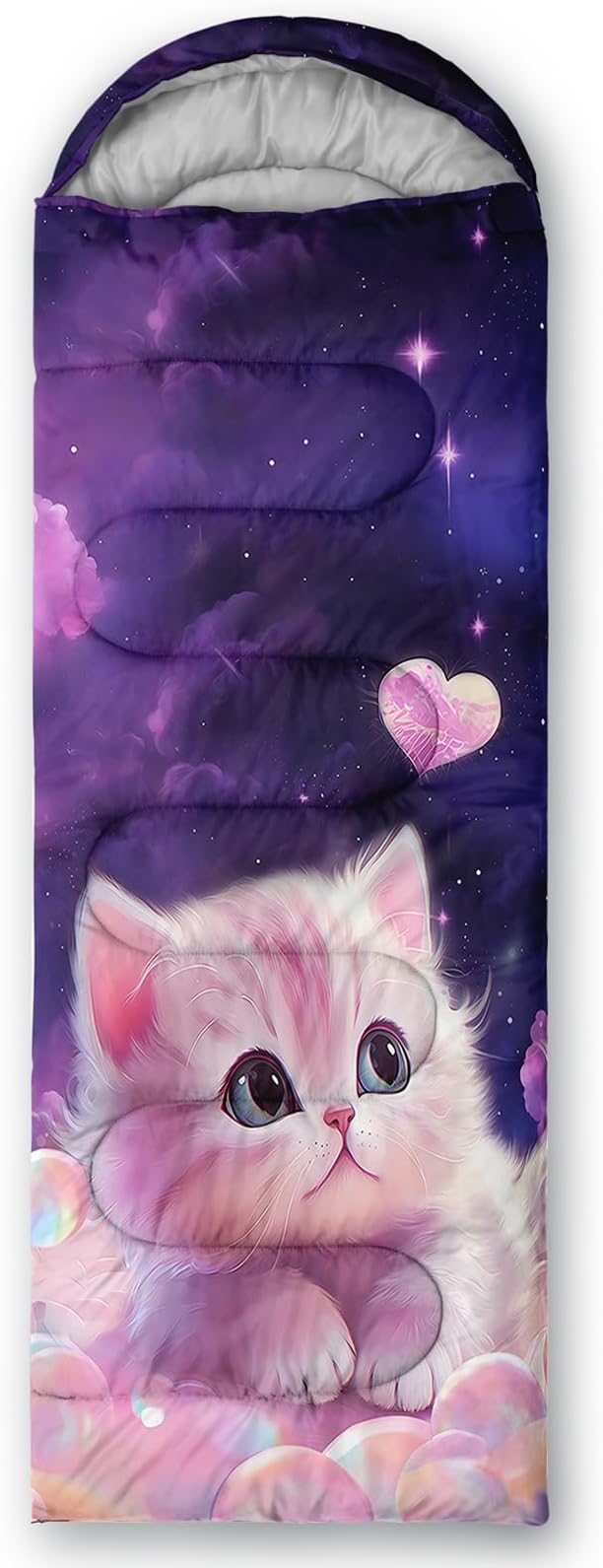 AILONEN Girls Pink Camping Sleeping Bags,Lightweight & Waterproof,3 Season Warm & Cool Weather,Cute Bow Duck Print Sleeping Bags for Kids,Girls,Adults Travelling,Outdoors