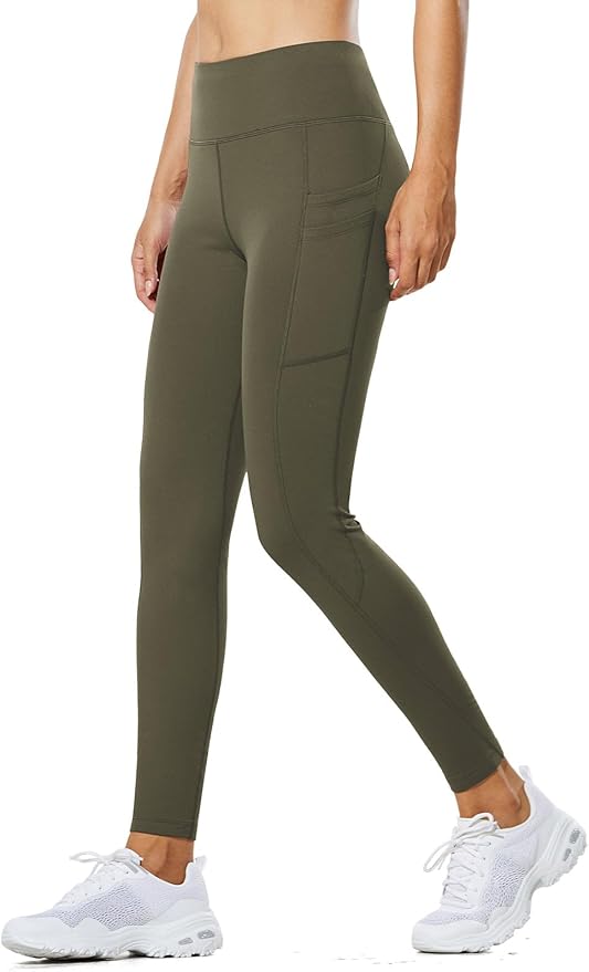 baleaf Women's Fleece Lined Leggings Water Resistant Thermal Winter Warm Tights High Waisted with Pockets Running Gear