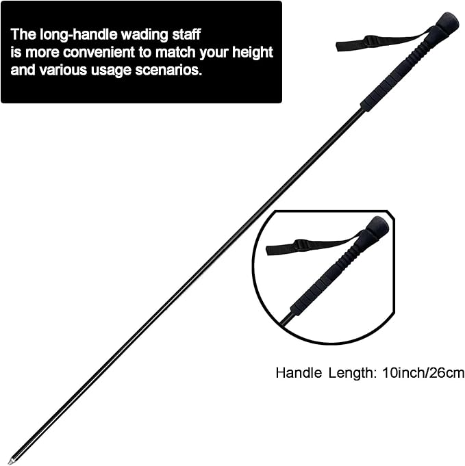 Aventik Fold-able Wading Staff Water Depth Safety Warning Sign Coated Stainless Steel Core T7075 Aluminum Body Corrosion Resistance