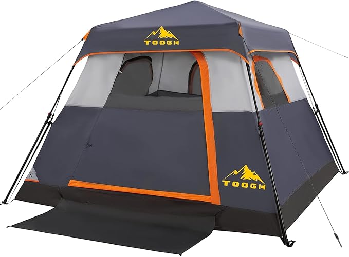 3/4 Person/6 Person Camping Tent Fast Cabin Tent with Instant Setup Tent, Weatherproof Tent Easy Quick Set Up & Pop Up in 60 Seconds with Rainfly Backpack for Family Camping,Upgraded Ventilation