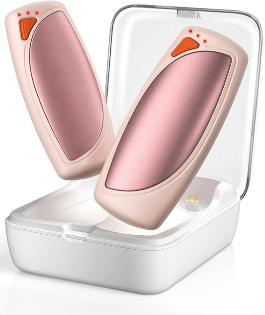 Hand Warmers Rechargeable with Charge Case, 2 Packs 14,000mAh Electric Hand Warmer Battery Powered Dual Sided Reusable Long Battery Life Portable Pocket Heater Gifts for Men Women Golf, Hunting Gear