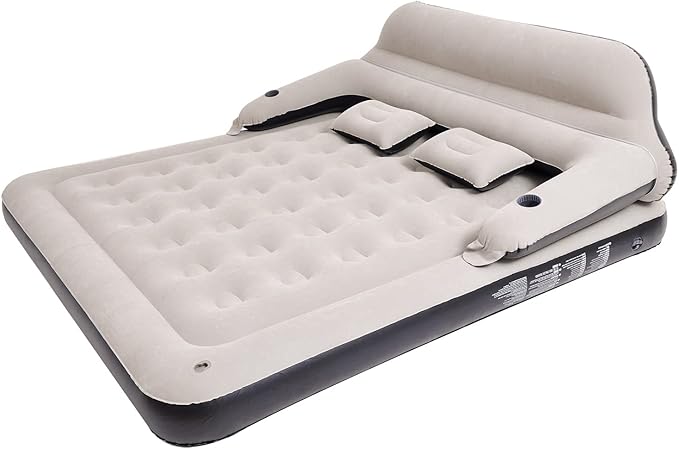 RAPTAVIS Queen Size Air Mattress Sofa Bed with Headboard and Pillow, Inflatable Bed for Outdoor Overnight