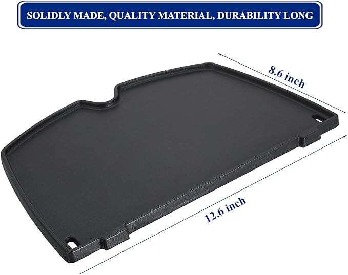 Utheer 6558 Cast Iron Griddle for weber Q1200 Q1000 Series Gas Grills, 12.6 x 8.6 inch Cooking Griddle Plate Replacement Parts for Q100 Q120 Q140 Q1400 Series Gas Grills Accessories