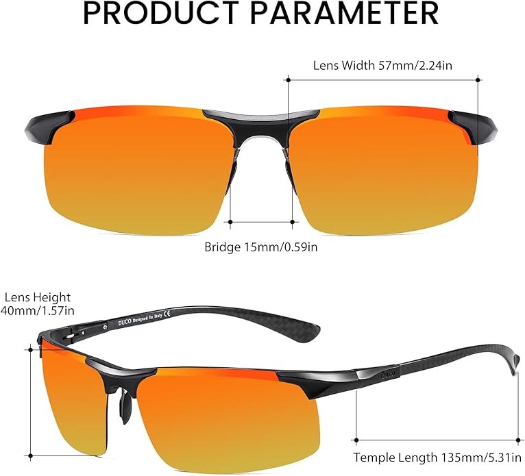 DUCO Mens Sunglasses Polarized Sports Fishing Running Driving Carbon Fiber Sunglasses for Men UV400 Protection DC8277
