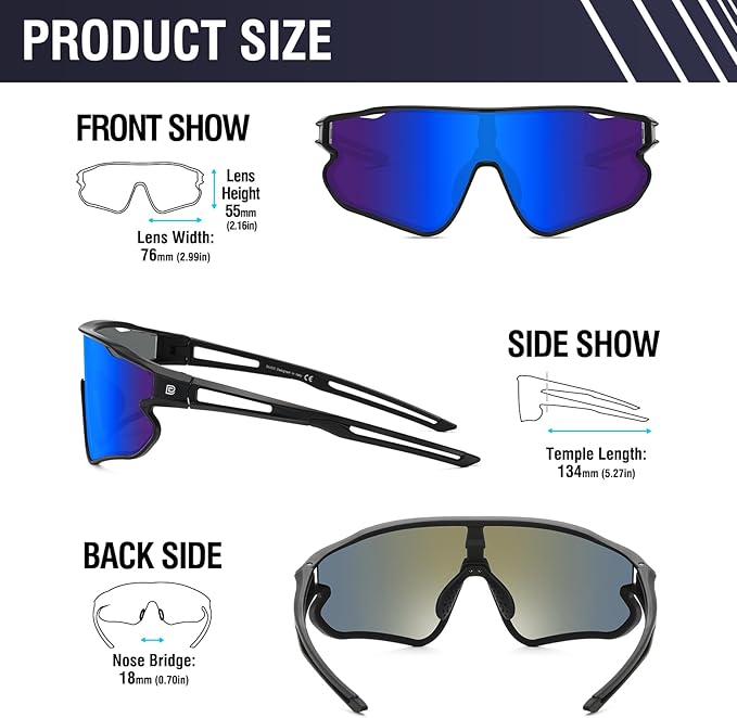 DUCO Sports Polarized Sunglasses for Men Women Running Sunglasses Fishing Cycling Baseball Glasses UV400 Protection DC0023