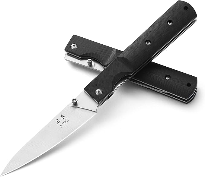 Miki 440A Stainless Steel Blade Japanese Kitchen Chef Folding Pocket Knife for Camping, Petty Fruit Paring Peeling Small Drop Point