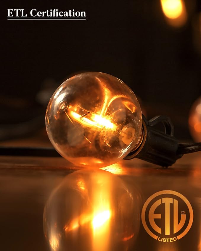 Lightdot 150FT Outdoor String Lights, LED Bistro String Lights with Shatterproof ST38 Bulbs, 2700K Dimmable, Waterproof Hanging Lights for Porch, Party, Garden, Backyard, Balcony - ETL Listed