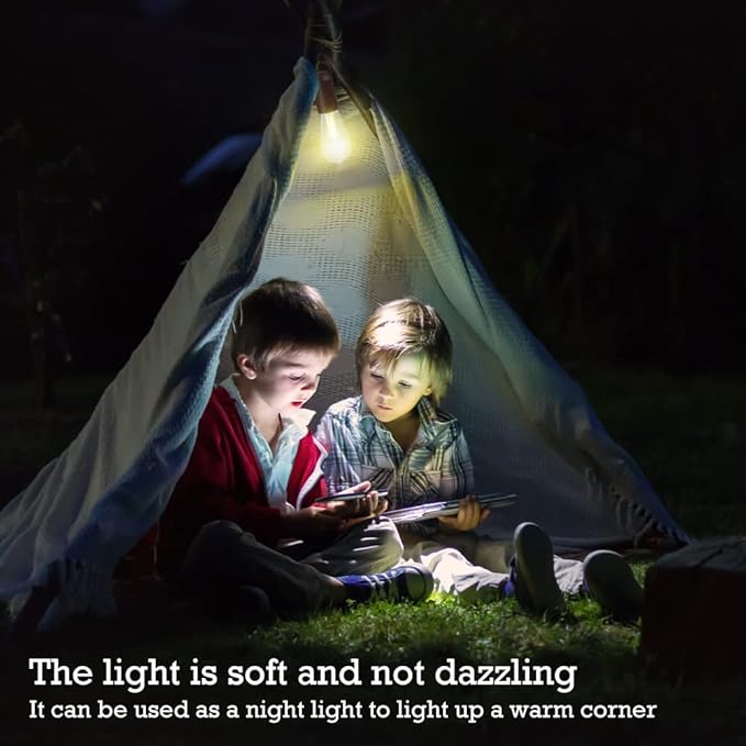 2 Pack Rechargeable Warm Tent Hanging Light Bulb,Portable Outdoor Vintage LED Camping Light,Pendant Hurricane Emergency Lighting Lantern for Hiking Backpacking Fishing Outage Power Failure