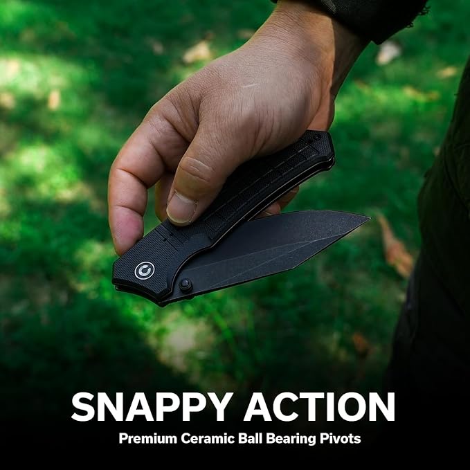 CIVIVI Tacticorix Pocket Knife for Men Women, EDC Flipper Folding Knife with 3.7" Nitro-V Blade G10 Handle for Camping Hunting C23055-1 (Black)