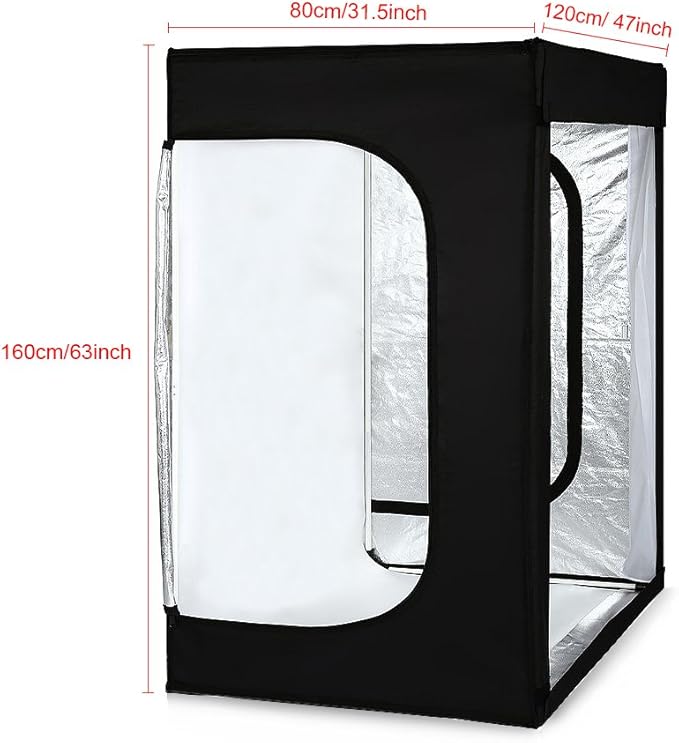 Professional Large Photo Light Box Photography Studio 47"x32"x63" LED Dimmable Shooting Tent Continuous Lighting Cube Softbox for Portrait Clothing Photography with 3 Color Backdrops