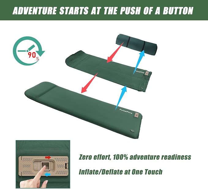 Self Inflating Sleeping Pad Lightweight Camping Pad with Built-in Pump, Easy Inflate & Deflate, Out-Door Ultra-Portable Camping Air Mat for Camping, Backpacking, Hiking, Tent Trap Traveling