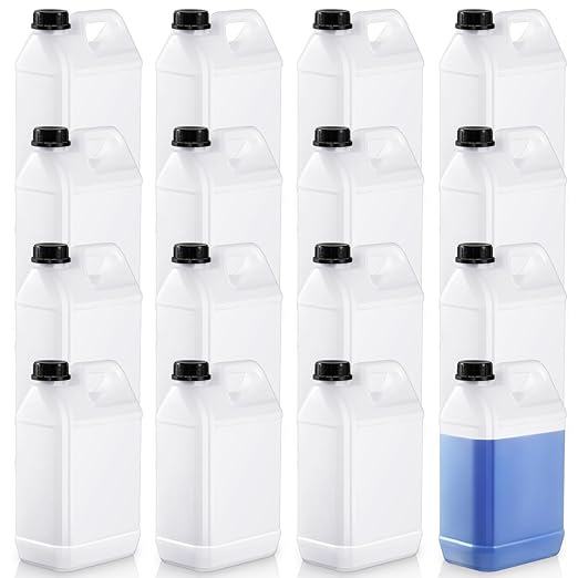 16 Pcs 1 Gallon Plastic Jug with Lids Square Empty Storage Containers HDPE Carboy Plastic Jar Containers for Water Beverage Oil Liquids (Translucent Color)