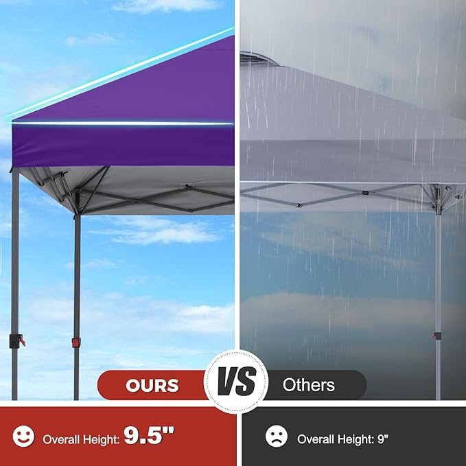 ABCCANOPY Pop Up Canopy with Sidewall,10x10 Outdoor Canopy Tent with Storage Sidewall for Commercial Events with 4 Weights (Purple)