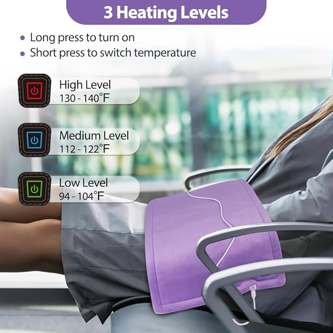 USB Plug-in Heating Pad, 5V Travel Heated Pads, FSA HSA Eligible 3 Heat Settings & Auto Shut Off, USB Powered Small Heating Pad for Pain Relief, 16"x 12", Non-Chargeable
