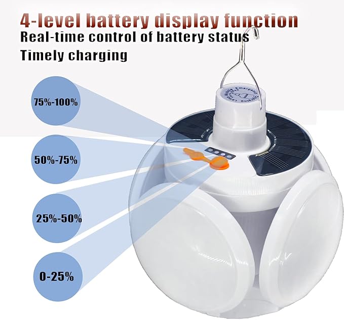 Folding Solar Lights Camping Lamp Tent Lantern Foldable Collapsible 45 LED USB 4000mah Battery Rechargeable Hanging Waterproof Remote Control Portable Outdoor Emergency Power Outage 3 Pack