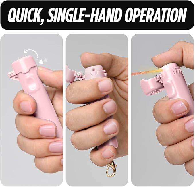 Guard Dog Security Packin' Heat, World’s Smallest Pepper Spray Self Defense for Women, Police Strength with Keychain Snap Clip, Compact Design, Long Range, UV Dye, Push-Button Safety Cap