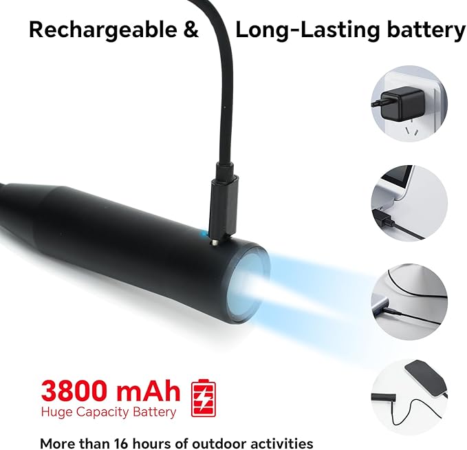 Rechargeable Neck Light for Hands-Free Lighting-Perfect Light for Mechanics, Camping, Hunting, DIY Projects, Reading,Barbecuing