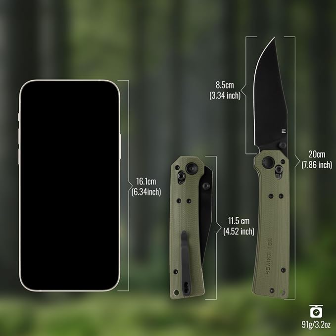 Pathwright Folding Pocket Knife, 3.54" 14C28N Blade and G10 Handle with Axis Lock, Everydaycarry Knives for Outdoor Indoor Pocket Knife with Pocket Clip for Men Women OD Green