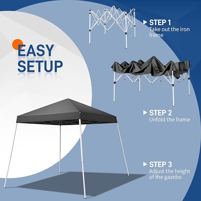 Outvita Canopy 6x6' Pop Up Commercial Instant Gazebo Tent, Waterproof & UV Protection Canopy Tent with Slant Legs for Party Wedding Birthday BBQ Events