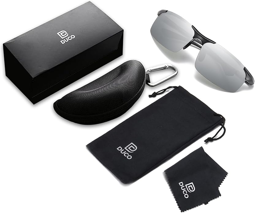 DUCO Mens Sunglasses Polarized Sports Fishing Running Driving Carbon Fiber Sunglasses for Men UV400 Protection DC8277