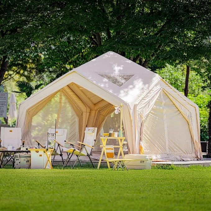 Coody | Rbm Outdoors Koala/Hub/Octopus Inflatable Tents for Camping with Stove Jack, 2/8/10 Person Luxury Canvas Blow Up Tent, 2 Room, Easy Setup Casa de Campaña, Large Inflatable House with Pump
