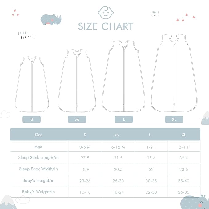 Baby Sleep Sack 0-6 Months Wearable Blanket for Babies 100% Organic Cotton 2-Way Zipper YKK 0.5 TOG Toddler Sleeping Sacks