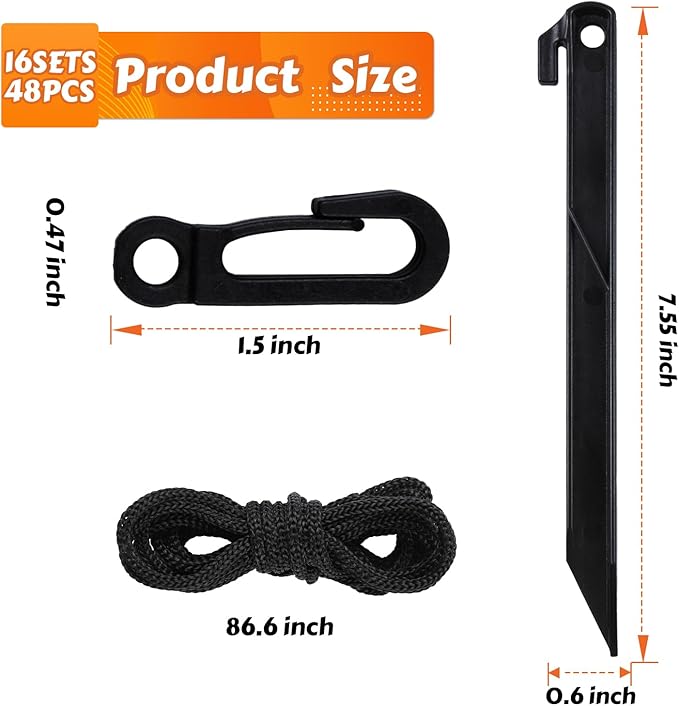 48 Pcs Inflatable Stakes, Plastic Ground Stakes Camping Tent Stake Inflatable Stake Fixing Inflatable Accessories with Hooks & Tethers for St Patricks Day Easter Outdoor Yard Party Garden Decor