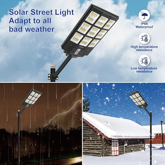 4200W Solar Street Lights Outdoor Motion Sensor, Dusk to Dawn Solar Flood Lights Super Bright 7000K Security Lights IP66 Waterproof Solar Powered for Parking Lot, Street, Yard(2 Pack)