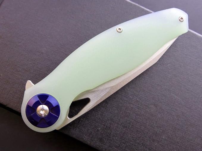 Eafengrow EF76 Ball Bearing Folding Knife for Camping EDC Pocket Knife with G10 Handle & D2 Stone-washed Blade Hunting Outdoor Tool (EF76-jade)