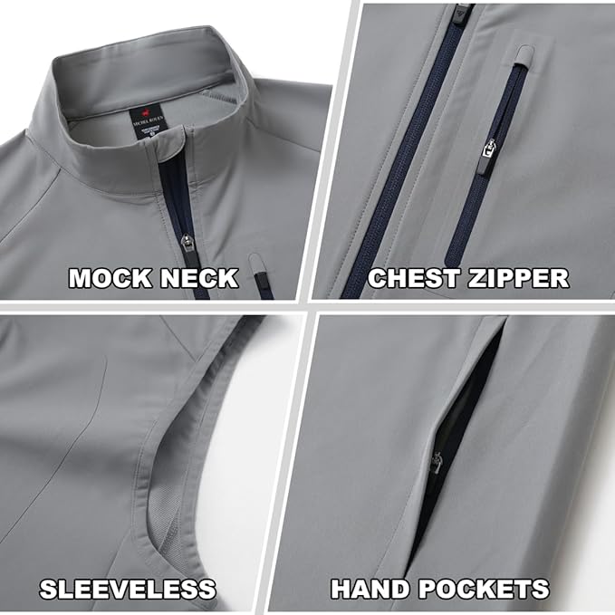 Rouen Mens Vests Outerwear Performance Lightweight Sleeveless Jacket Windproof Softshell Vests Sports Golf Vest for Men