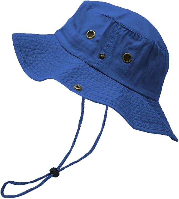 Glory Max Washed Cotton Bucket Hat with Chin Strap Fishing Sun Safari Boonie Cap