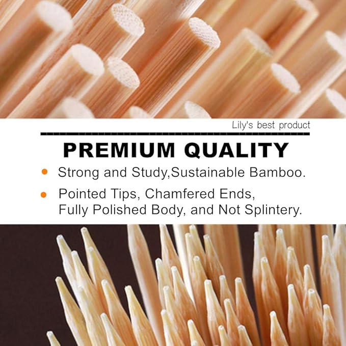 HOPELF 6" Natural Bamboo Skewers for BBQ,Appetiser,Fruit,Cocktail,Kabob,Chocolate Fountain,Grilling,Barbecue,Kitchen,Crafting and Party. Φ=4mm, More Size Choices 8"/10"/12"/14"/16"/30"(100 PCS)