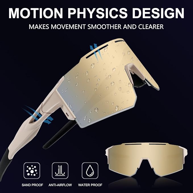 OULAIQI Cycling Sunglasses Polarized Sunglasses for Cycling Men Women with 1 Lens or 3 Interchangeable Lens Baseball Glasses
