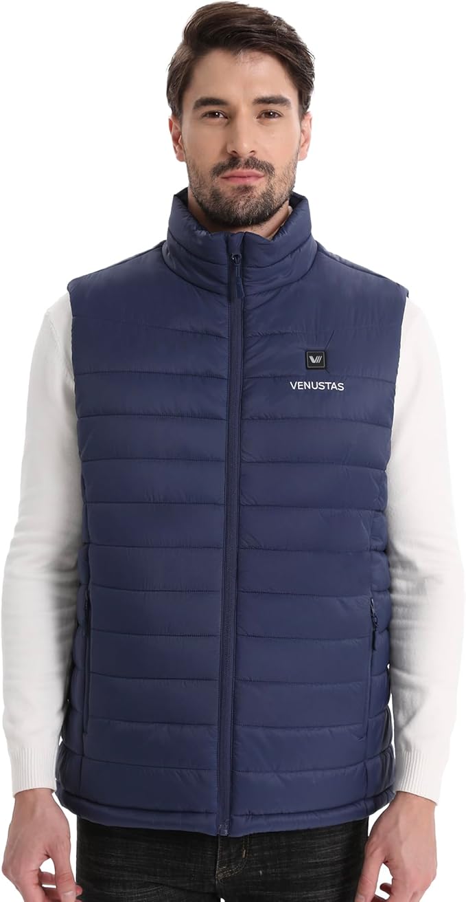 Venustas Men's Heated Vest with Battery, Up to 20 Hours of Warmth, Winter Quilted Vest for Outdoor