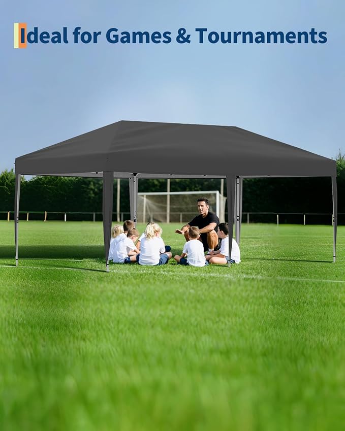 10x20 Pop Up Canopy Tent Outdoor Canopy with 6 Removable Sidewalls One-Person Set Up Heavy Duty Commercial Instant Tent Shelter-Gray