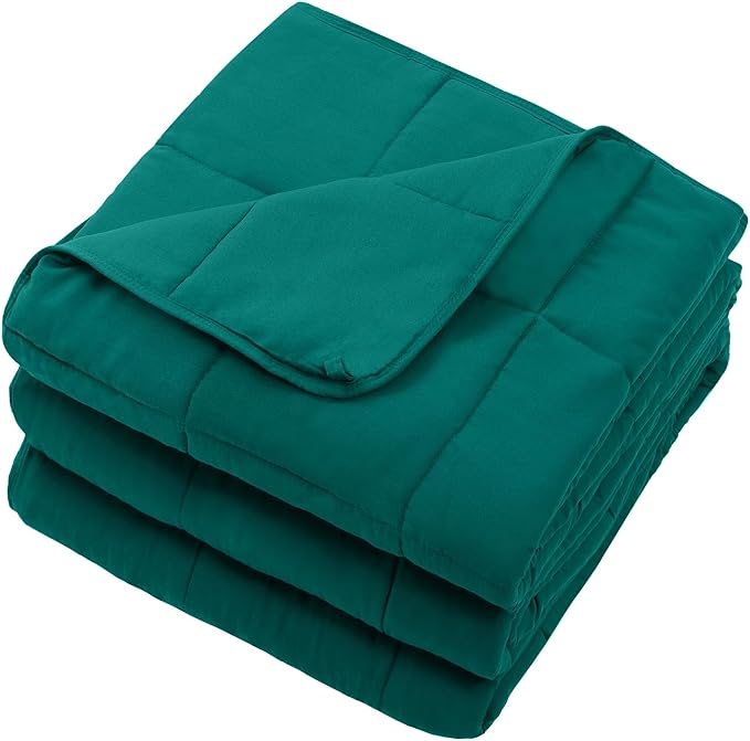 Weighted Blanket for Adults (15lbs, 60"x80" Queen Size) - Cooling and Breathable Heavy Blanket for 120-160lbs with Premium Glass Beads - Soft Thick Blanket for All-Season Sleeping Comfort - Green
