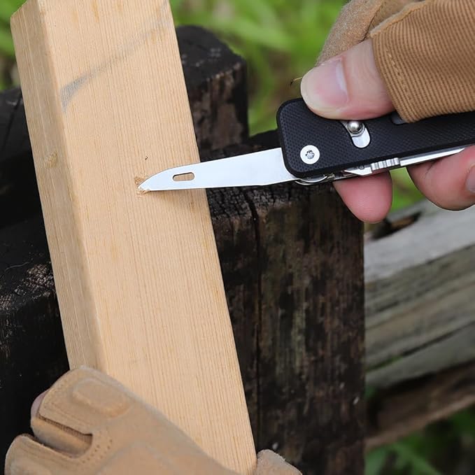 ROXON S503G 9 in 1 Mini Multi Tool EDC Pocket Knife Multitool with G10 Handle,Scissors,Screwdriver,Threader,Awl, Flat Screwdriver,Ruler,Tweezers for Outdoors Fishing Camping,Gifts for Men