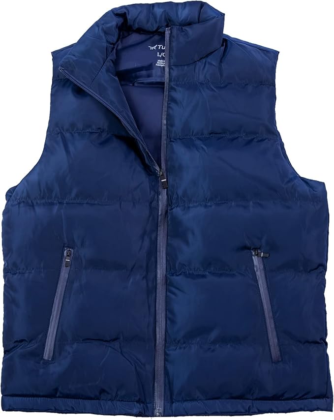 TUVEKE Men's Puffer Vest Water-Resistant winter outdoor Zipper Sleeveless Warm puffey jacket Size M To 3XL(Multicolor)