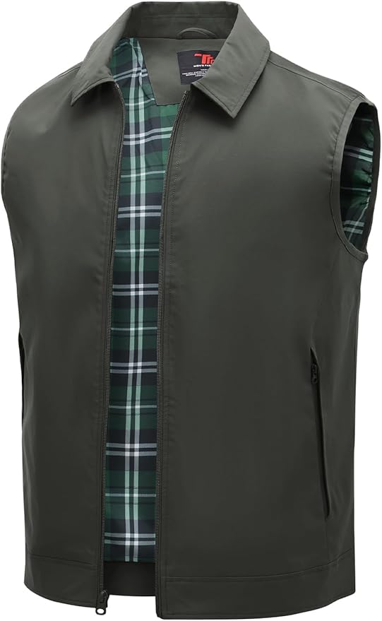 TBMPOY Men's Vest Casual Lightweight Thin Utility 3 Zip Pockets Stylish Sleeveless Jackets Summer Fall Golf Travel Business