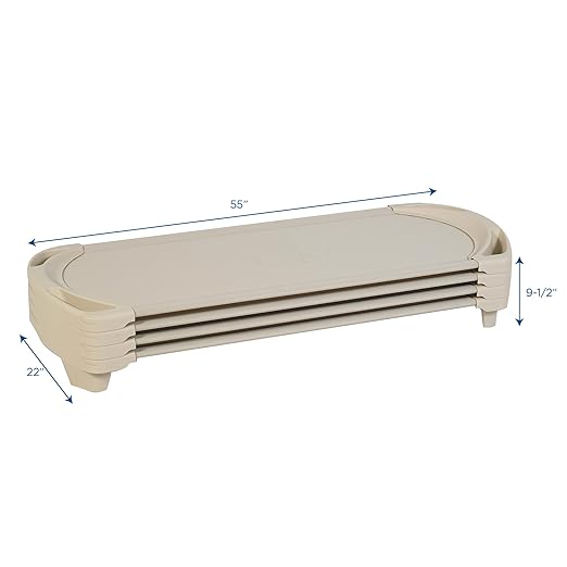 Children’s Factory SpaceLine Nap Cots, Kids Daycare and Preschool Sleeping Cot, Standard Size, Set of 4, Sand