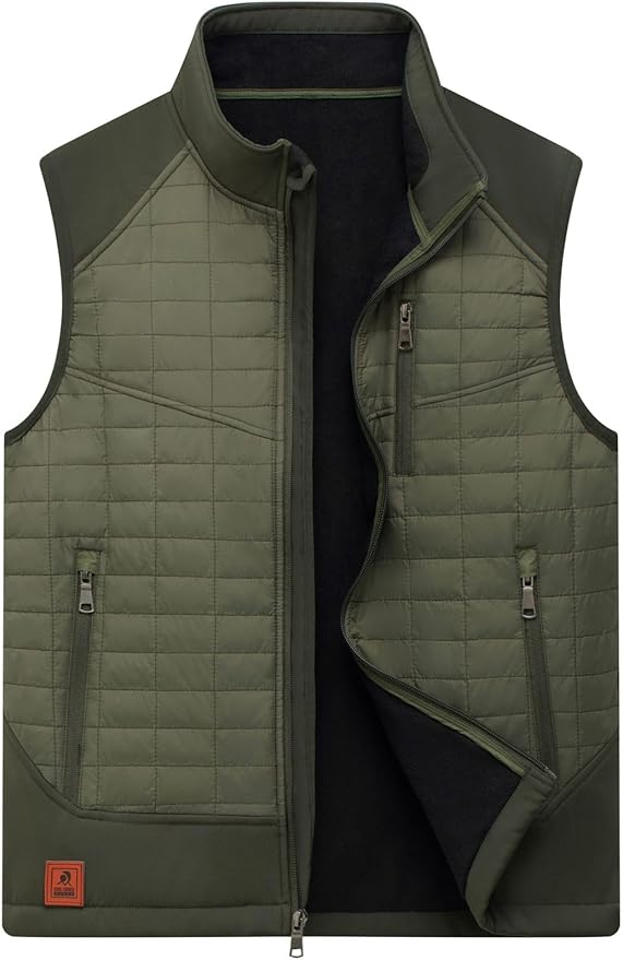 Vcansion Men's Lightweight Fleece Lined Puffer Vest Softshell Outerwear Sleeveless Jacket for Hiking Travel Golf