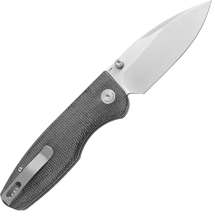 CMB Predator V3 Pocket Folding Knife for EDC with 3.42" Micarta Handle 14C28N Steel Blade Camping Hiking Knife with Pocket Clip for Men Women CMB-19 (CMB-19C)