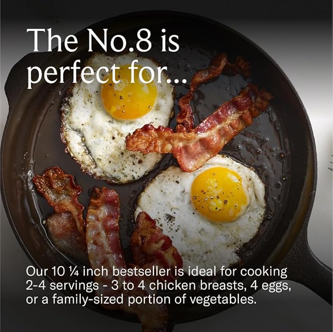 Field Company 10.25 Inch (Medium) Cast Iron Skillet – No.8, Perfect for 2-4 Servings, Lightweight & Smooth, Preseasoned with Organic Oil – Made in USA, Vintage Design