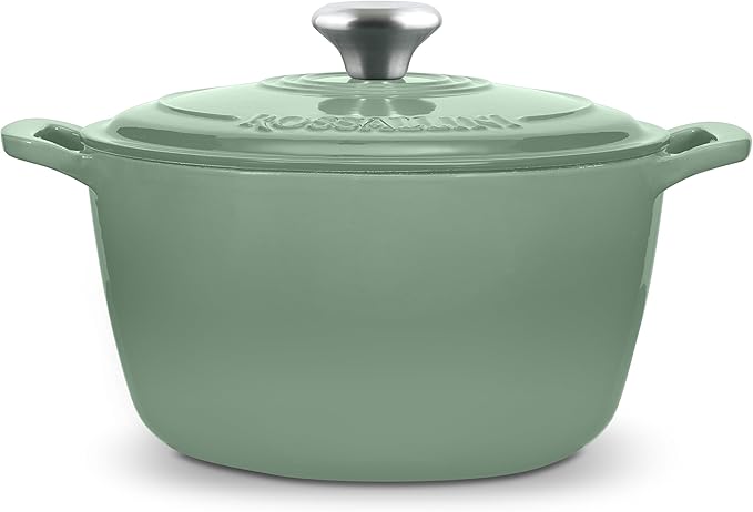 Signature Enameled Cast Iron Dutch Oven, Non-Stick Serving Pot with Tight Fitting Lid for Perfect Roasting, Baking, Sauteing, and Bread Making | 10Q (9.5L) - Sage