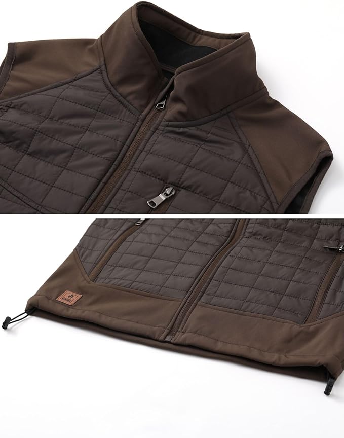 Vcansion Men's Lightweight Fleece Lined Puffer Vest Softshell Outerwear Sleeveless Jacket for Hiking Travel Golf