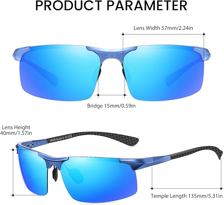 DUCO Mens Sunglasses Polarized Sports Fishing Running Driving Carbon Fiber Sunglasses for Men UV400 Protection DC8277
